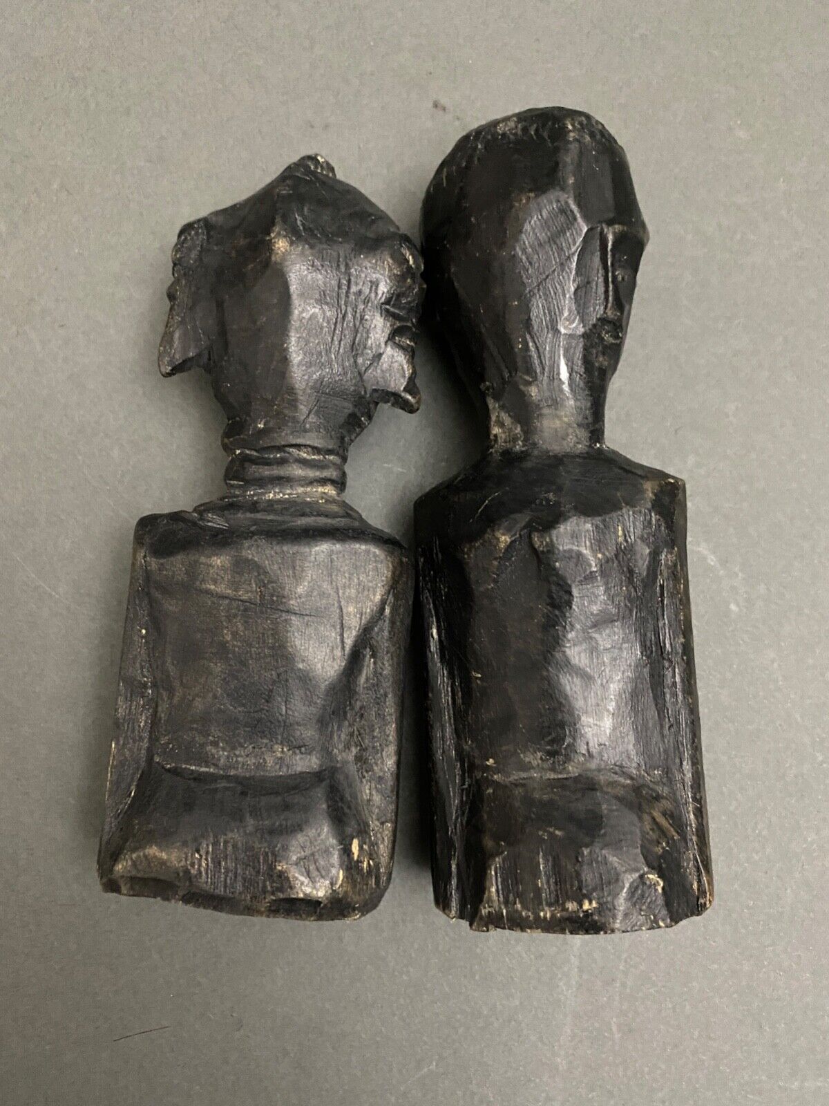 Pair of wooden statuettes sculptures of african couple 1960