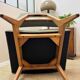 Vintage armchair attributed to Jens Risom, solid wood and fabric.