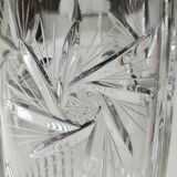 Vintage vase with stylish design, in finely cut Bohemian crystal -Star patterns, diamond points