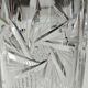 Vase vintage au Design stylé, en cristal de Bohème finement taillé -Motifs étoilés, pointes diamant