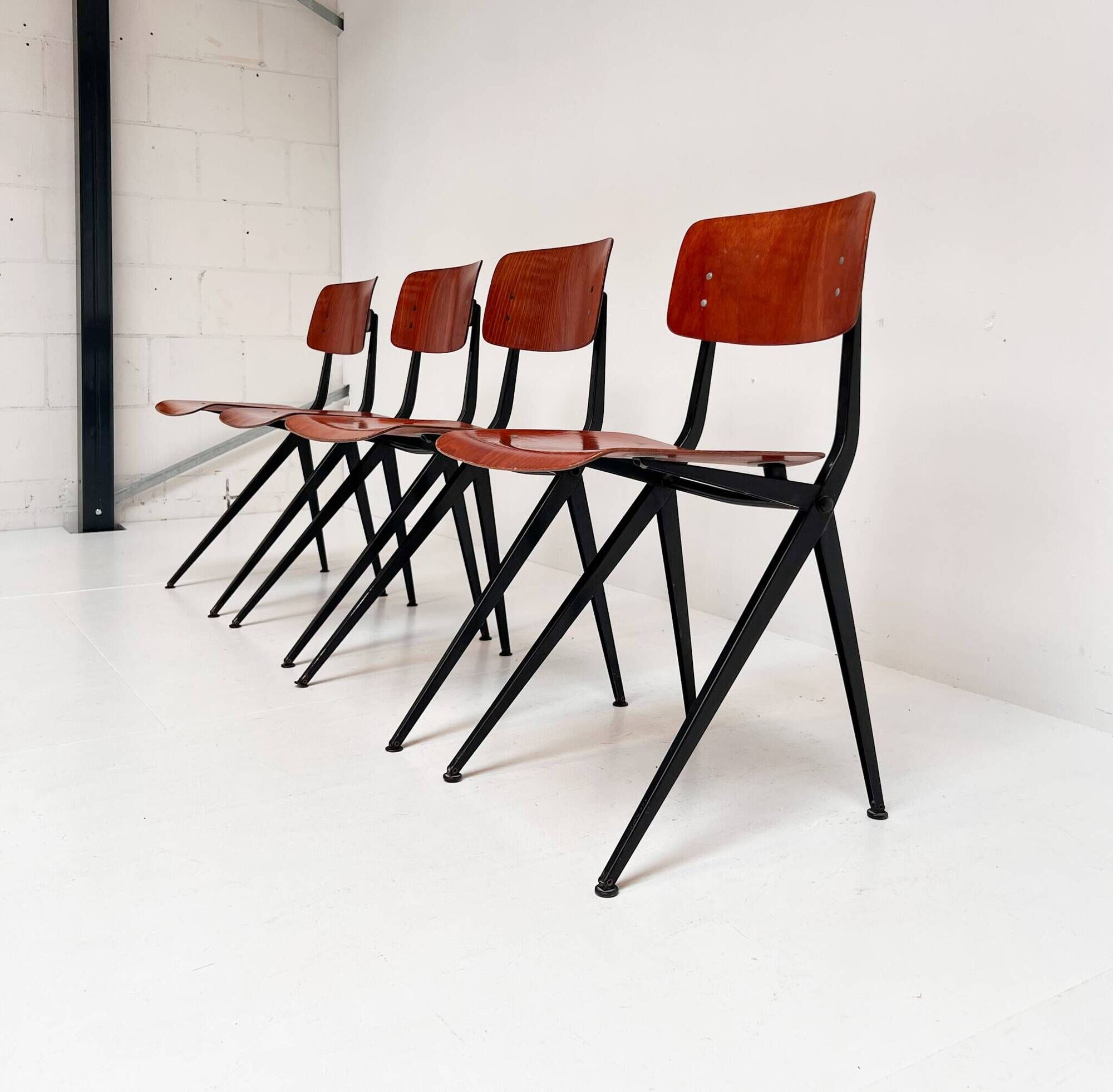 Set of 4 school chairs by Ynske Kooistra for Marko Holland, 1960s.