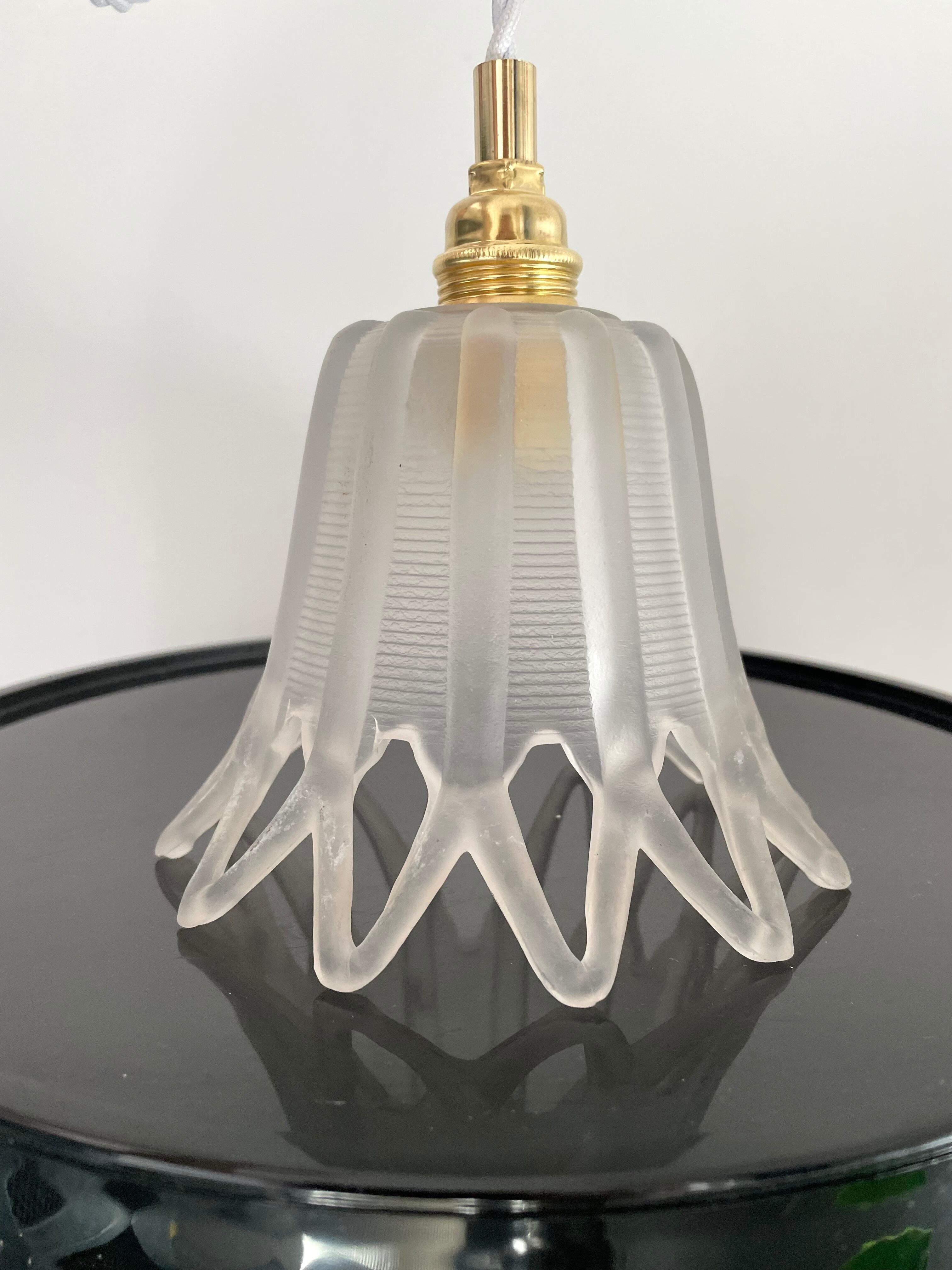 Vintage carved glass lamp