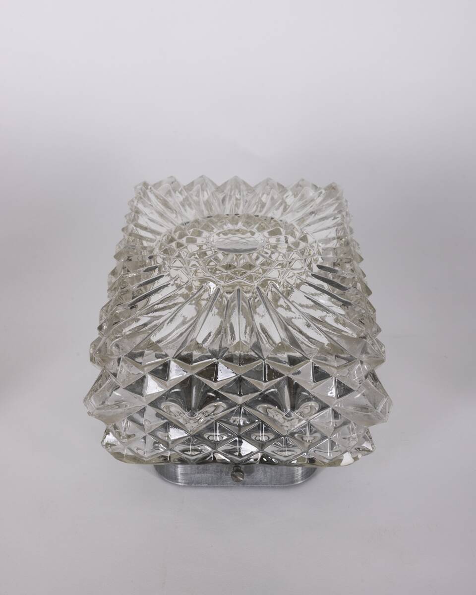 Vintage Worked Glass Wall Lamps, 1970s, Set of 3