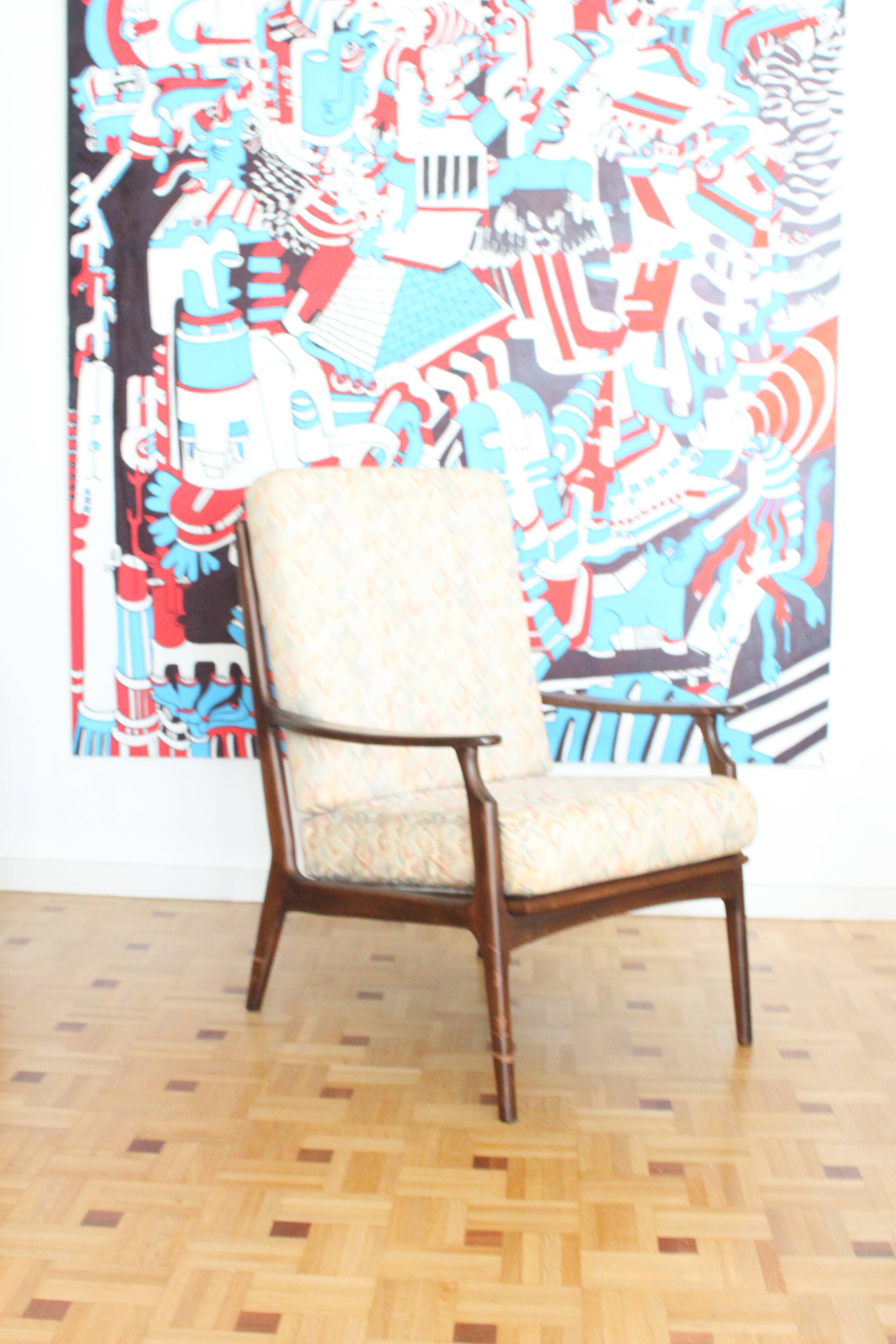 Fauteuil relax vintage en bois de style scandinave, 1950