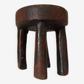 Tabouret brutaliste Sénoufo vintage années 70