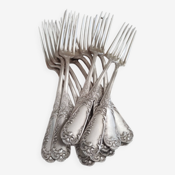 Set of 12 old silver-plated forks