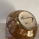 Brown ceramic vase with gilding by Lucien Brisdoux