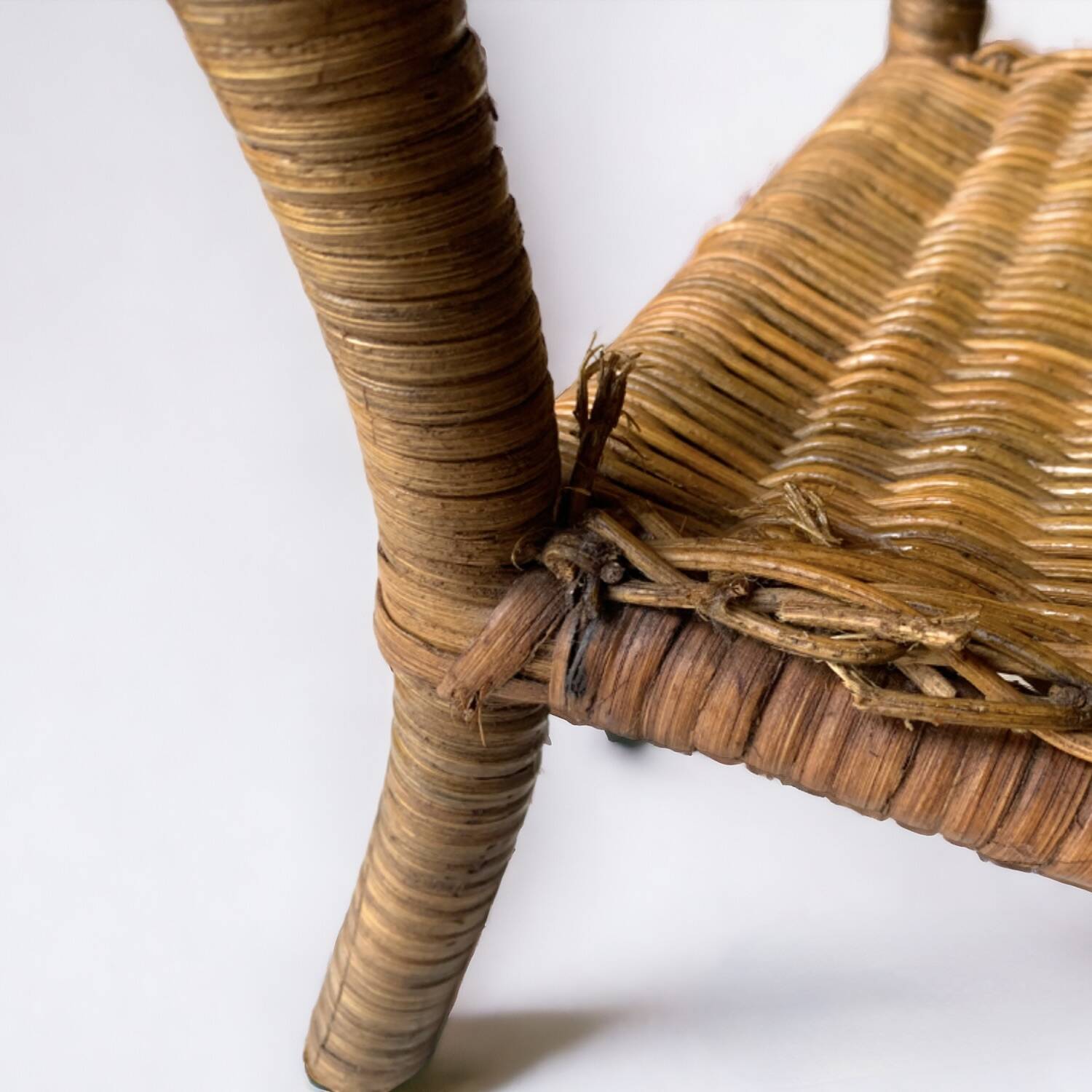 Vintage wicker and bamboo plant holder