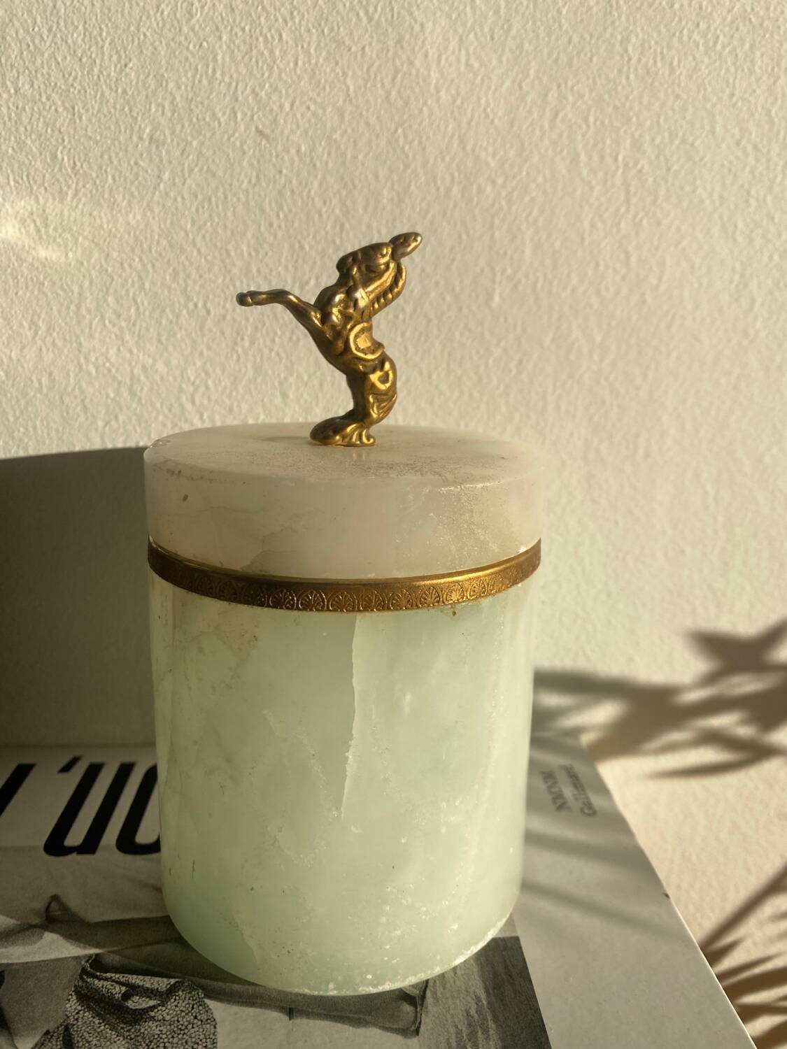 Marble and brass tobacco pot
