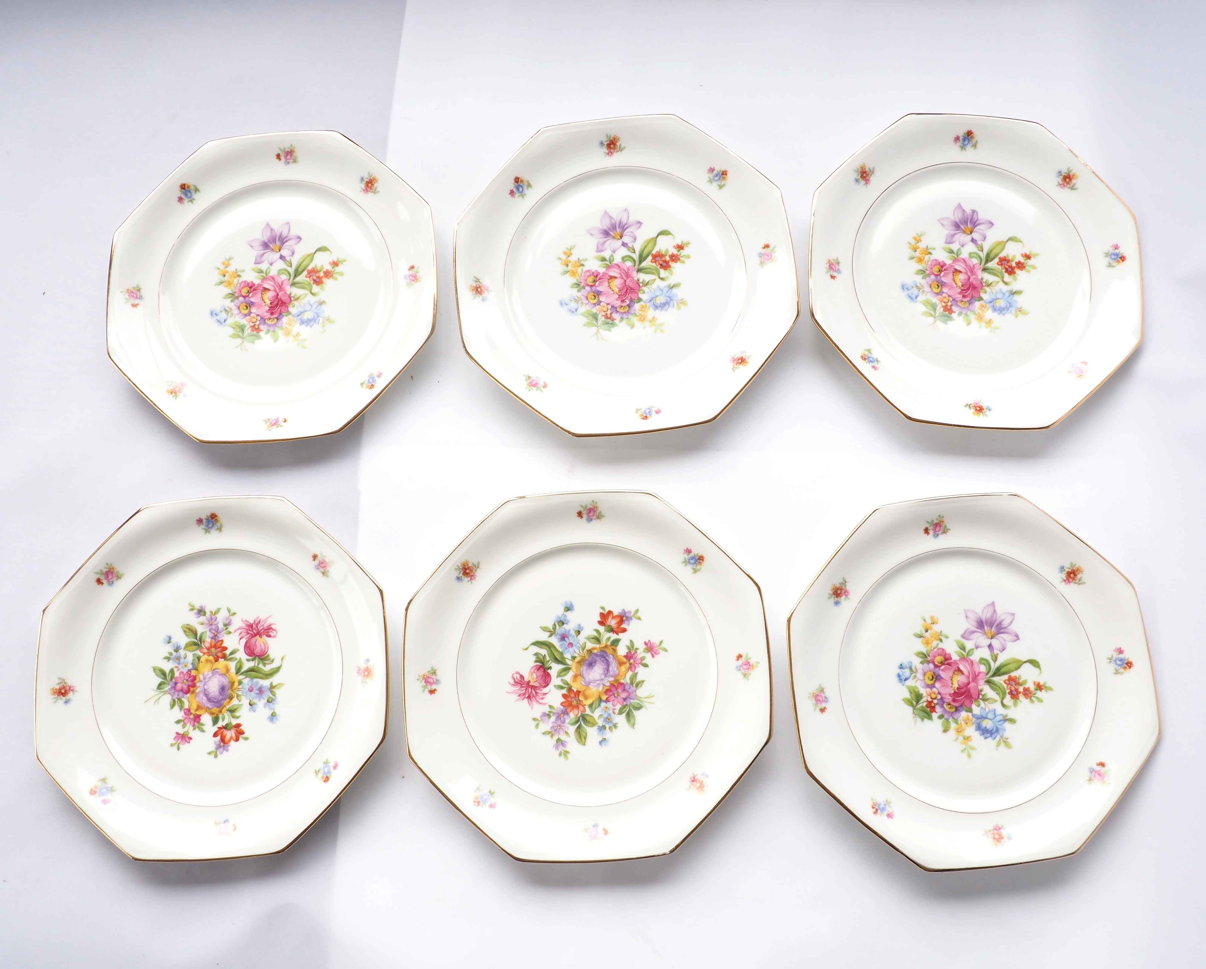 6 octagonal flower plates