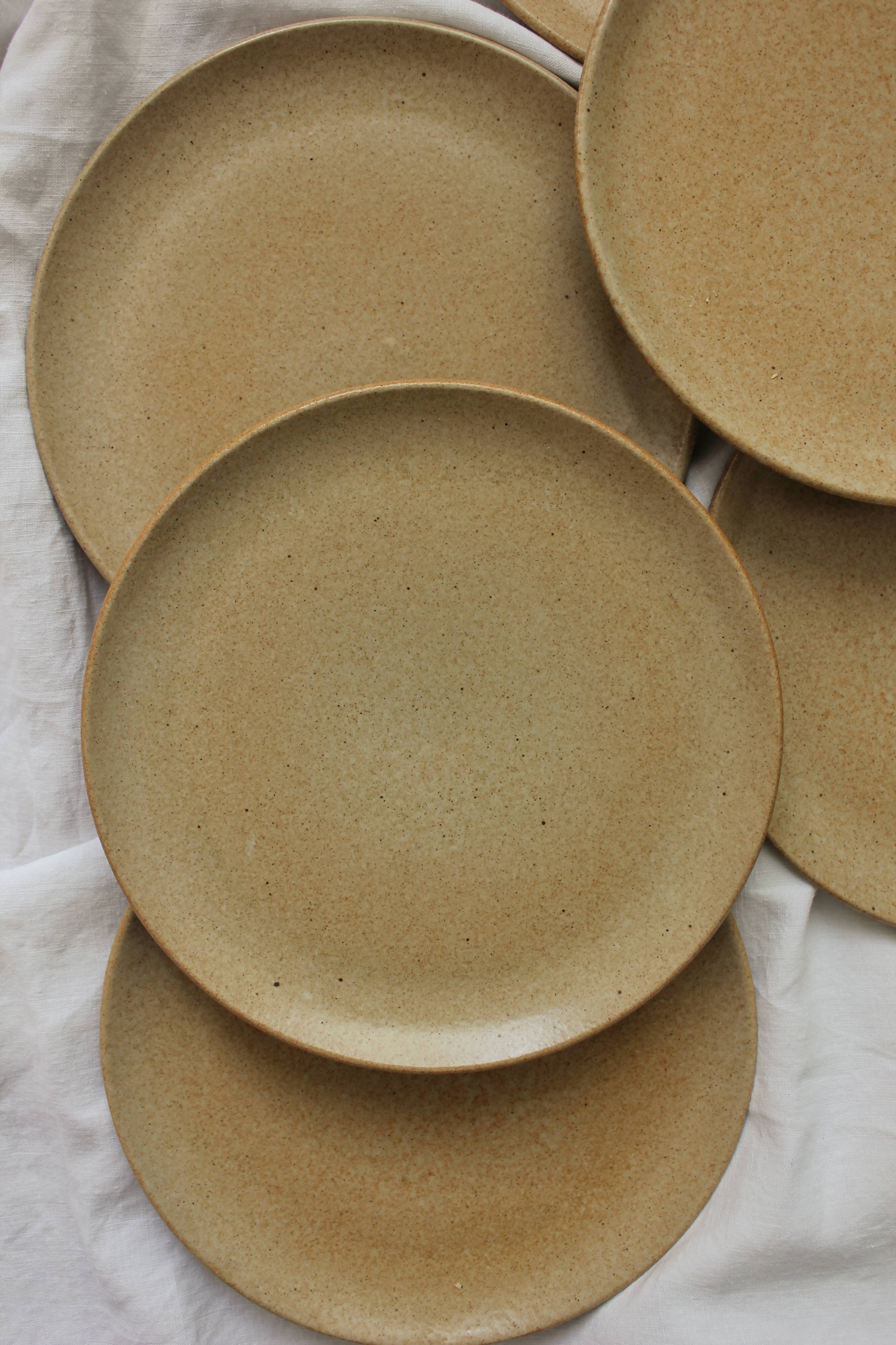6 vintage stoneware dessert plates