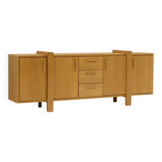 Large brutalist style oak sideboard, Belgium.