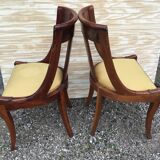 Pair of style restoration gondola chairs in mahogany XXth