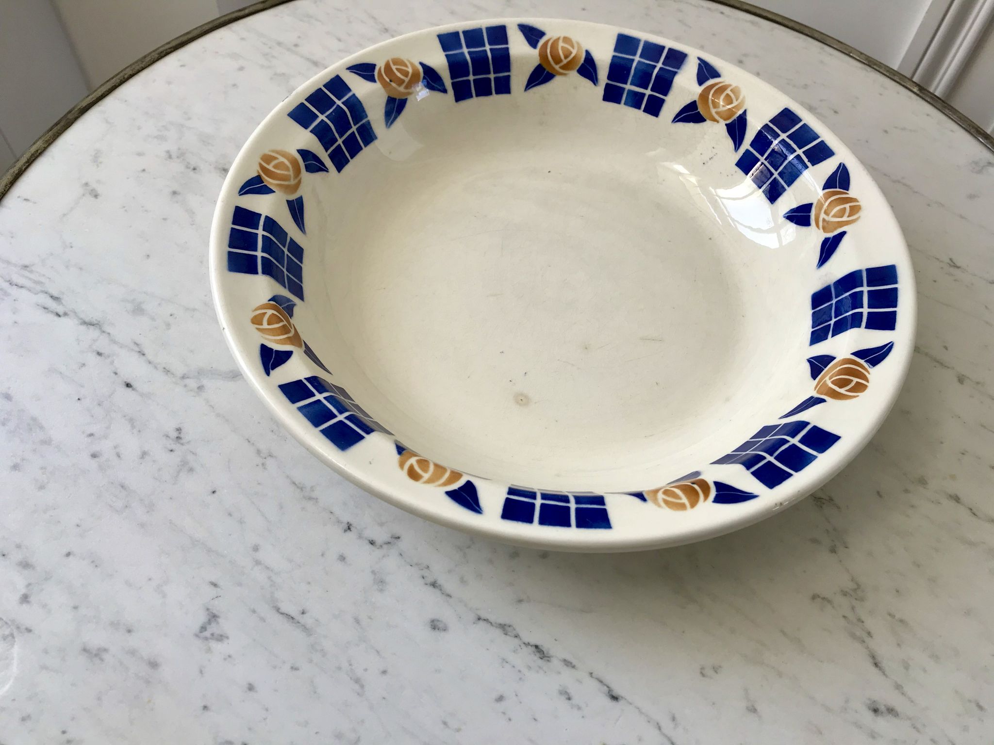 Hollow dish / salad bowl badonviller with geometric patterns 30s