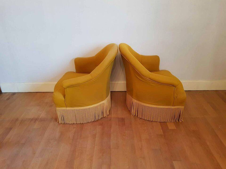 Pair of yellow toad armchairs