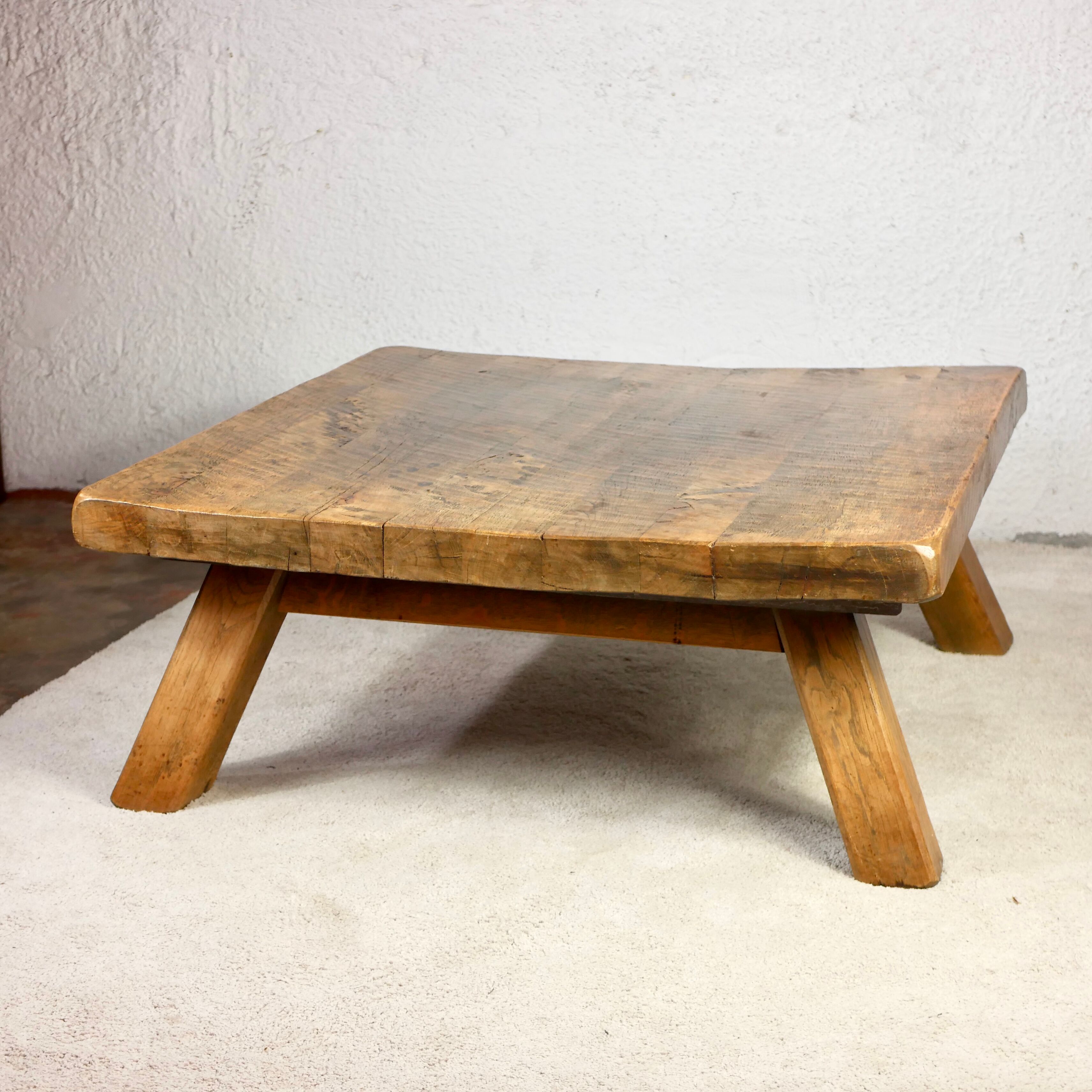 Brutalist solid oak coffee table