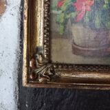 Bouquet of flowers in golden wood