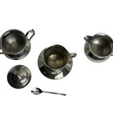 Service à café égoïste sur plateau métal argenté vers 1960