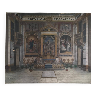 Oil on canvas, interior of a church