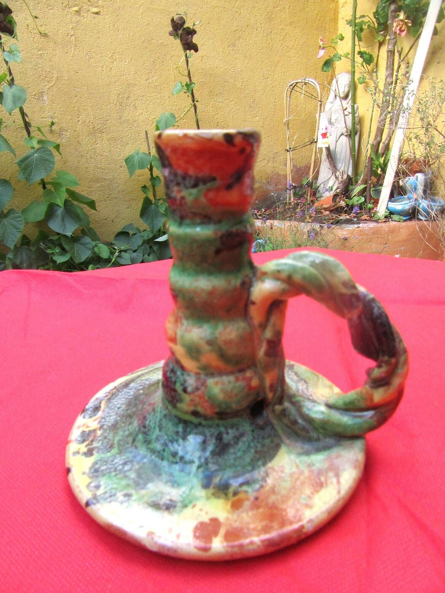 Small lamp base or candle holder in glazed earthenware, Bernard CLUNY pottery