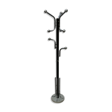 1960 chrome and brown parrot coat rack, 8 balls, marble base