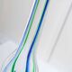 Vase en verre vintage Murano Archimede Seguso XL, transparent avec détails bleus et verts, forme citrouille, Italie années 1970