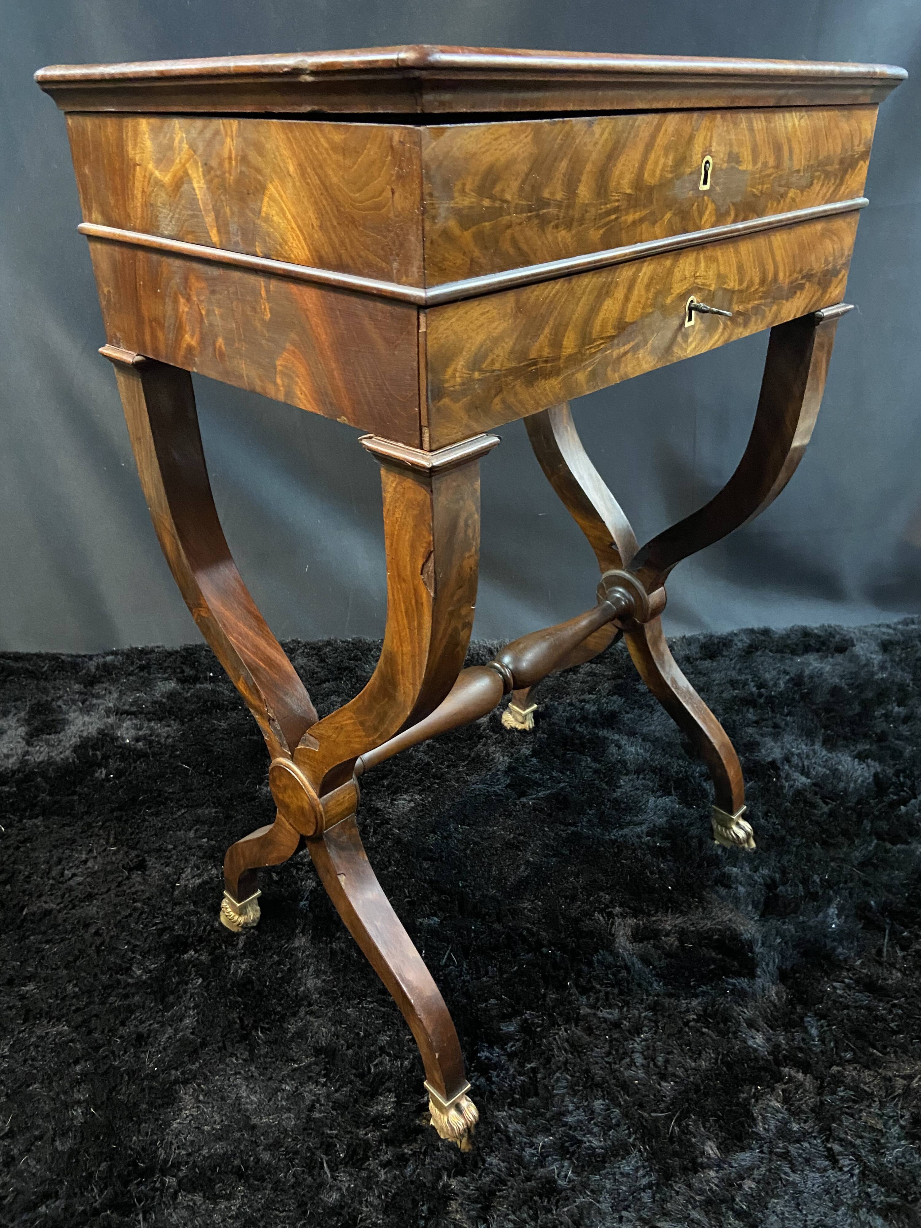 Louis-Philippe period mahogany writing desk with candlestick, 19th century