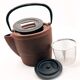 Cast iron chocolate teapot from Japan wabi sabi and its stainless steel filter