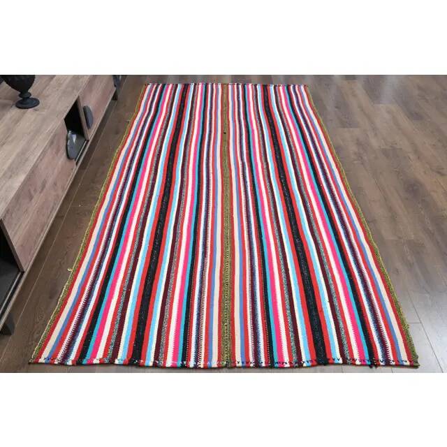 Tapis vintage turc Oushak fait main en laine et coton, années 1970