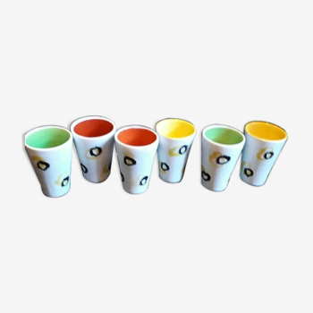 Serie de 6 mugs Vallauris annees 50/60