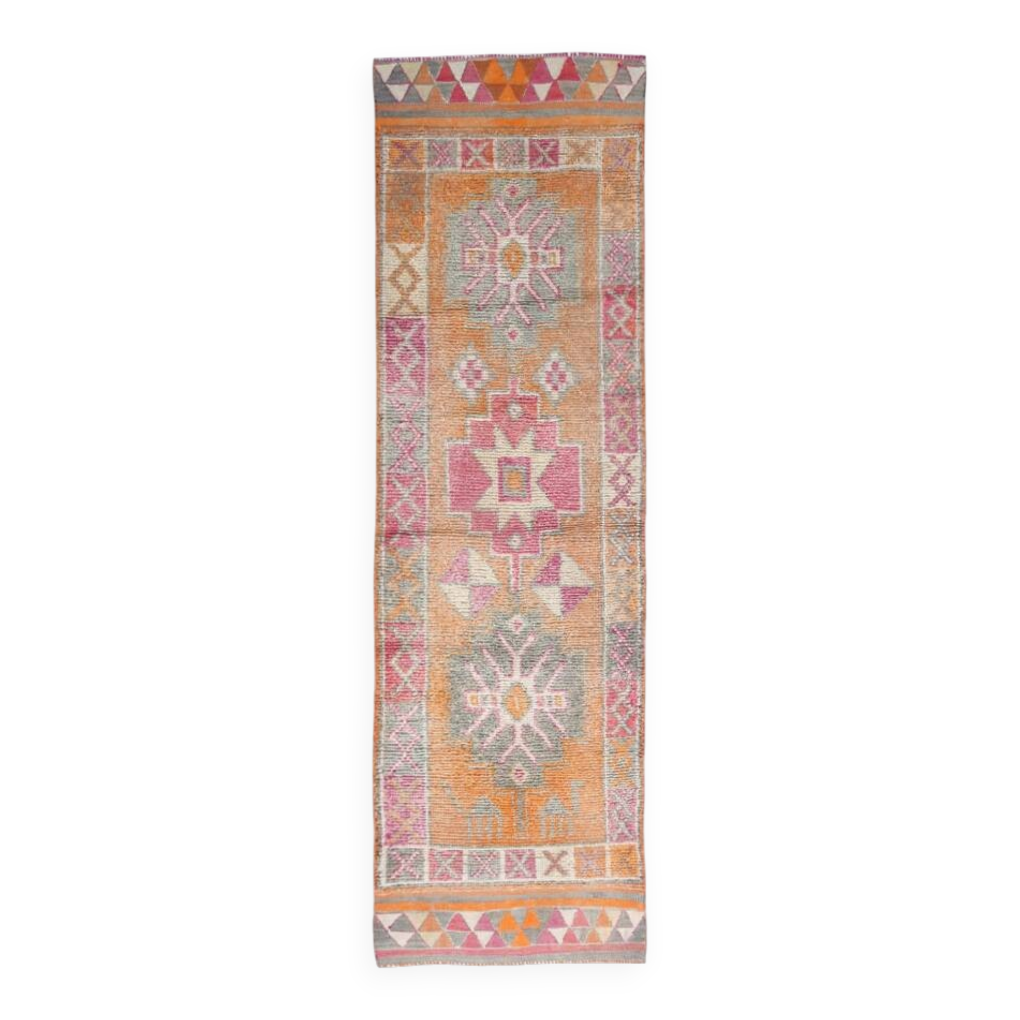 Pink Oriental Vintage Runner Rug, 86x309Cm