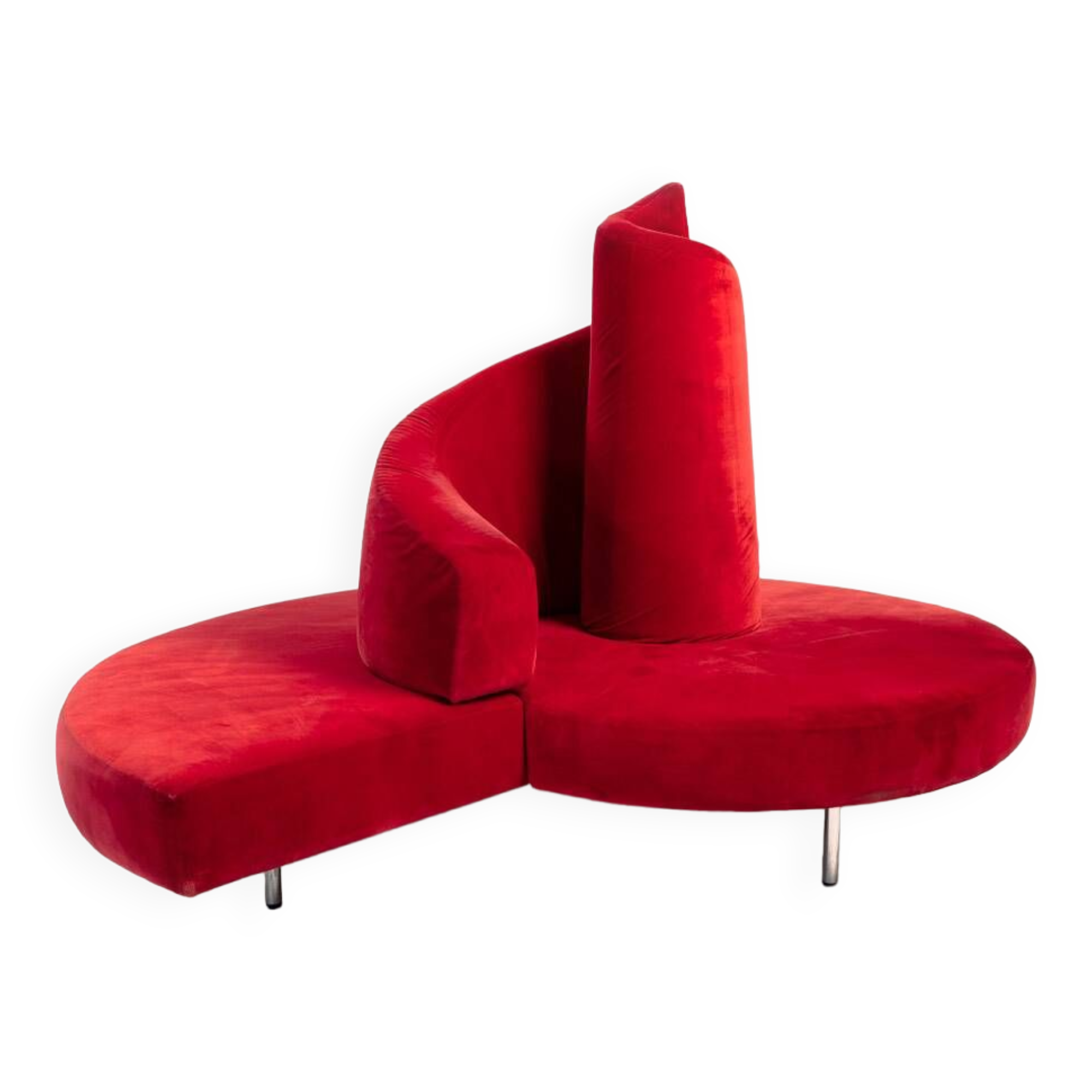 Red velvet Tatlin Sofa by Edra Italy