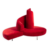 Red velvet Tatlin Sofa by Edra Italy