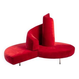 Red velvet Tatlin Sofa by Edra Italy