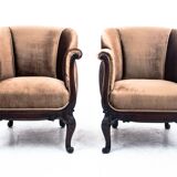 Paire de fauteuils anciens, europe du nord, vers 1890. après restauration.