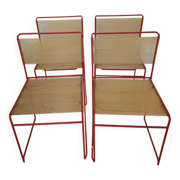 4 Flyline spaghetti chairs by Giandomenico Bennotti 1970