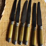 Lot 6 knives Ferrules flower shell blade bakelite steel