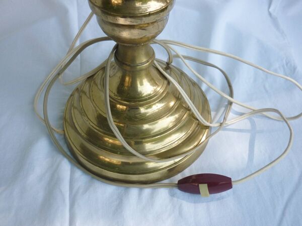 Pique cierge chandelier laiton doré ancien 71 cm