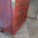 Louis XVI chest of drawers - Bronze - Butterfly wood veneer marquetry - 1930