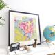 Old map of France, the Massif Central in 1950, 43x43cm.