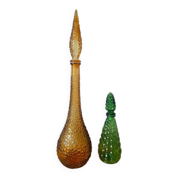 Carafes italienne en verre Empoli 1970