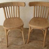 Paire de chaises bistrot en bois brut