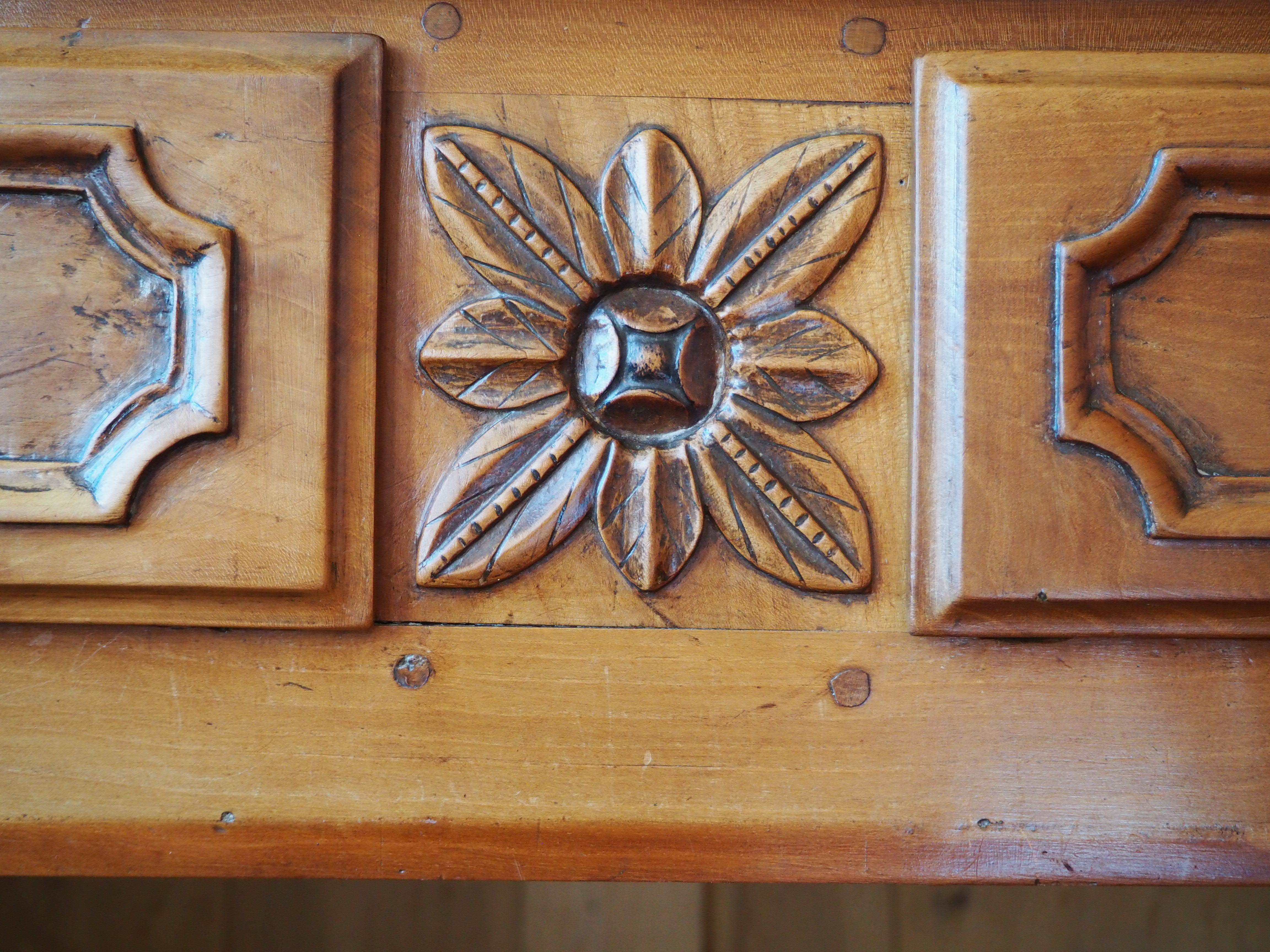 Old Louis XV low buffet in solid wood, cherry
