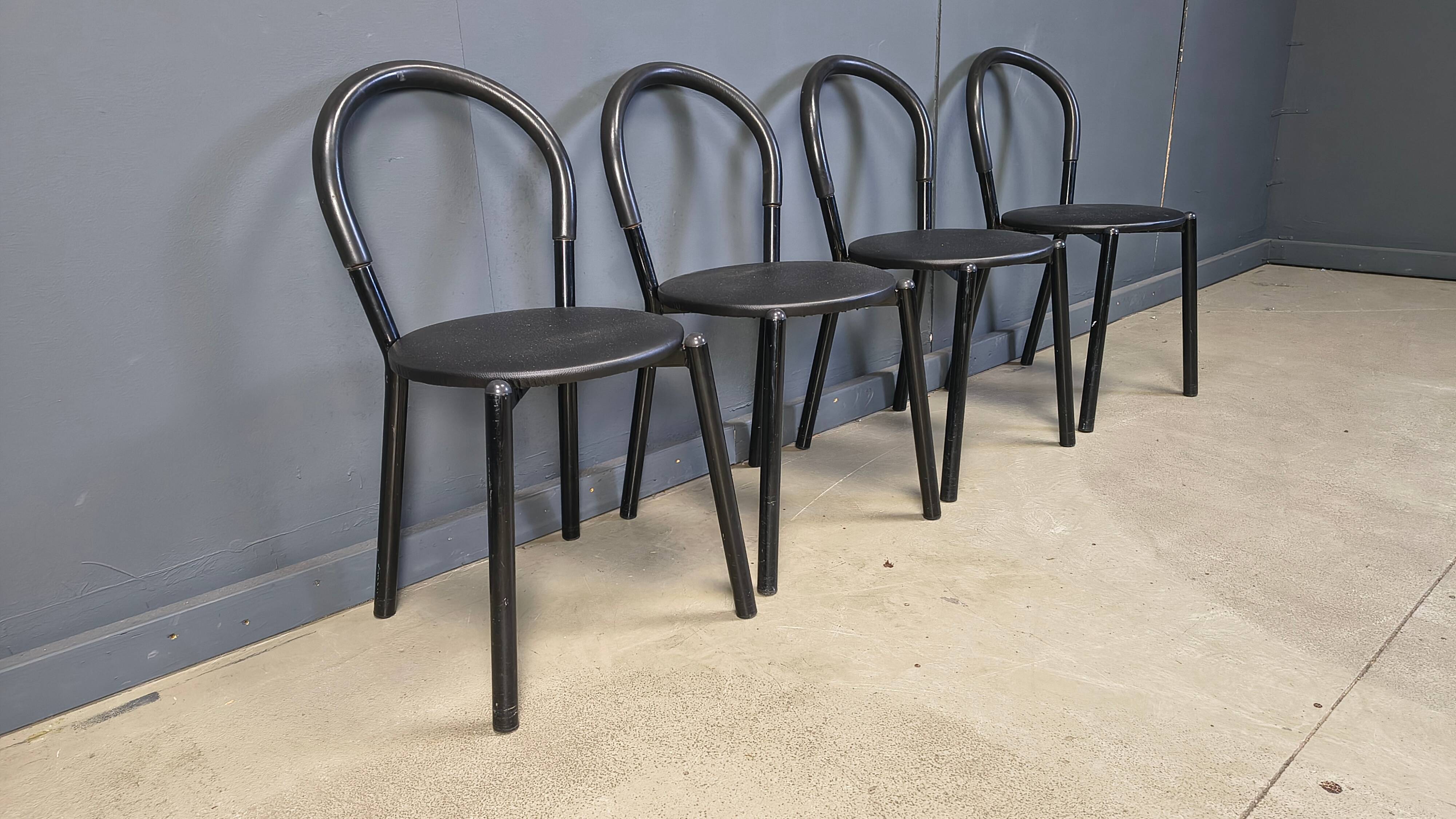 Postmodern Italian dining chairs set of 4 - 1980s