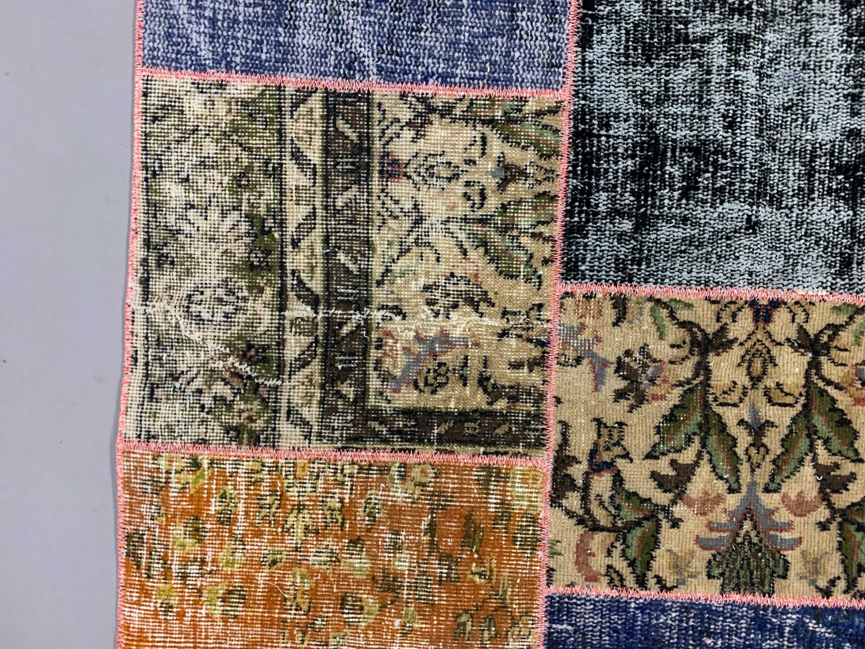 Distressed vintage turkish patchwork rug 178x133 cm wool medium