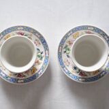 Set of 2 porcelain coffee cups with floral decoration "Bergère de France"