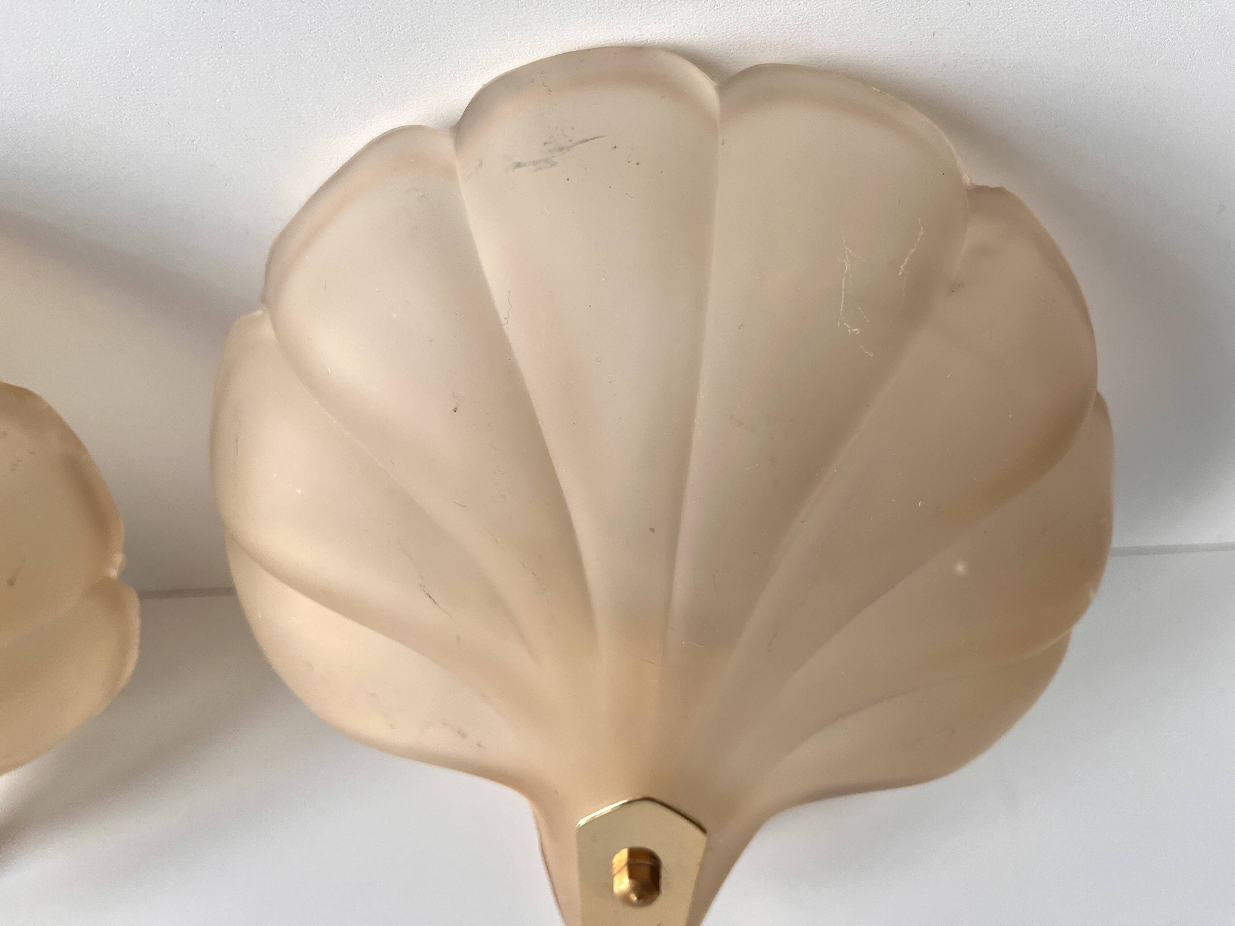 Appliques murales coquillages en verre vintage, lampes style art nouveau