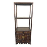 Etagère Cabinet En Bois Et Laiton, Fin XIXe / Début XXe