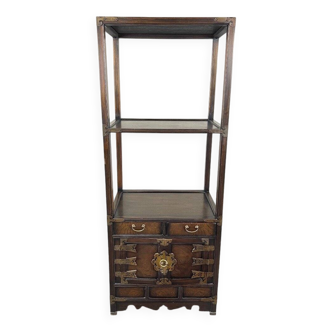 Etagère Cabinet En Bois Et Laiton, Fin XIXe / Début XXe