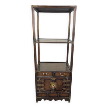 Wood and Brass Cabinet Shelf, Late 19th / Early 20th Century